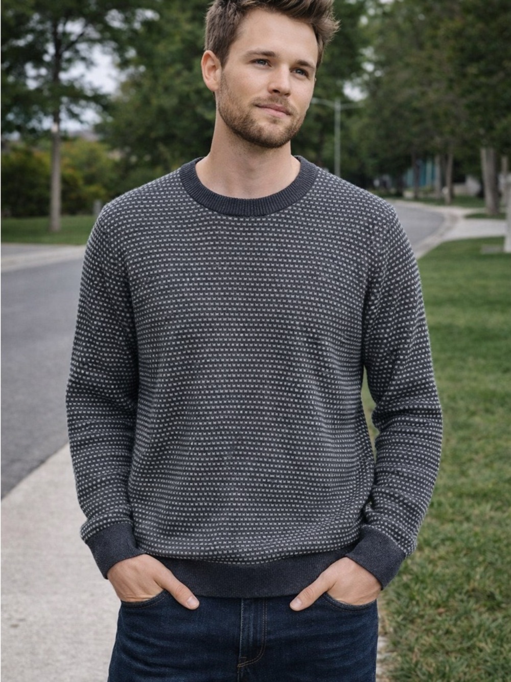 Ted Baker Malttea Texture Crewneck Sweater Gray XXXL Ted Size 7‎ Preppy Casual